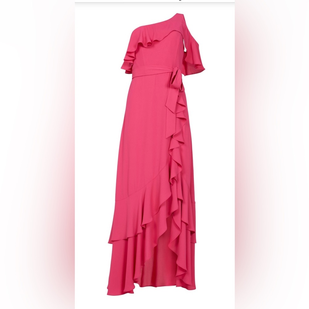 BCBGMaxAzria Pink Ruffle Wedding Dress - Picture 3 of 10